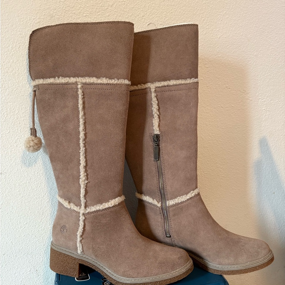 Timberland Tan Winter Rain Boots with Fleece Lining